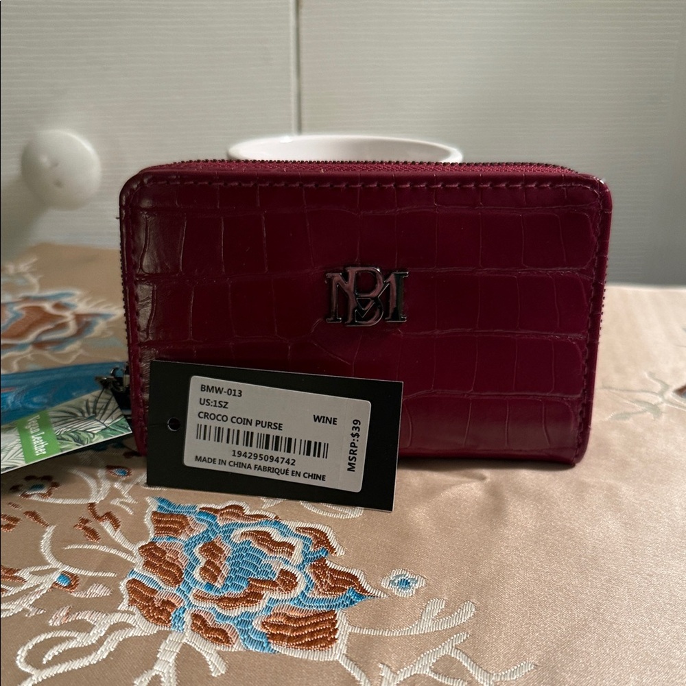 Badgley Mischka Wine Croc wallet